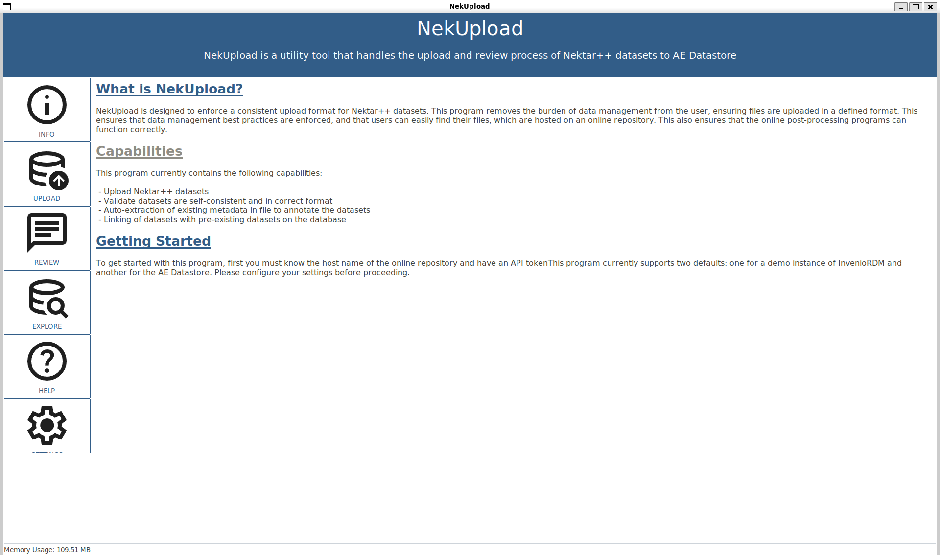 NekUpload app user interface